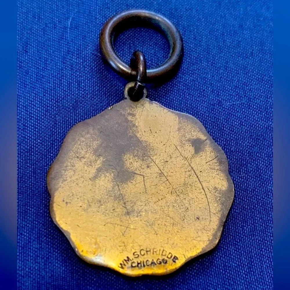 1914 Harrison High School HS Chicago Football Medal Pendant WM. SCHRIDDE